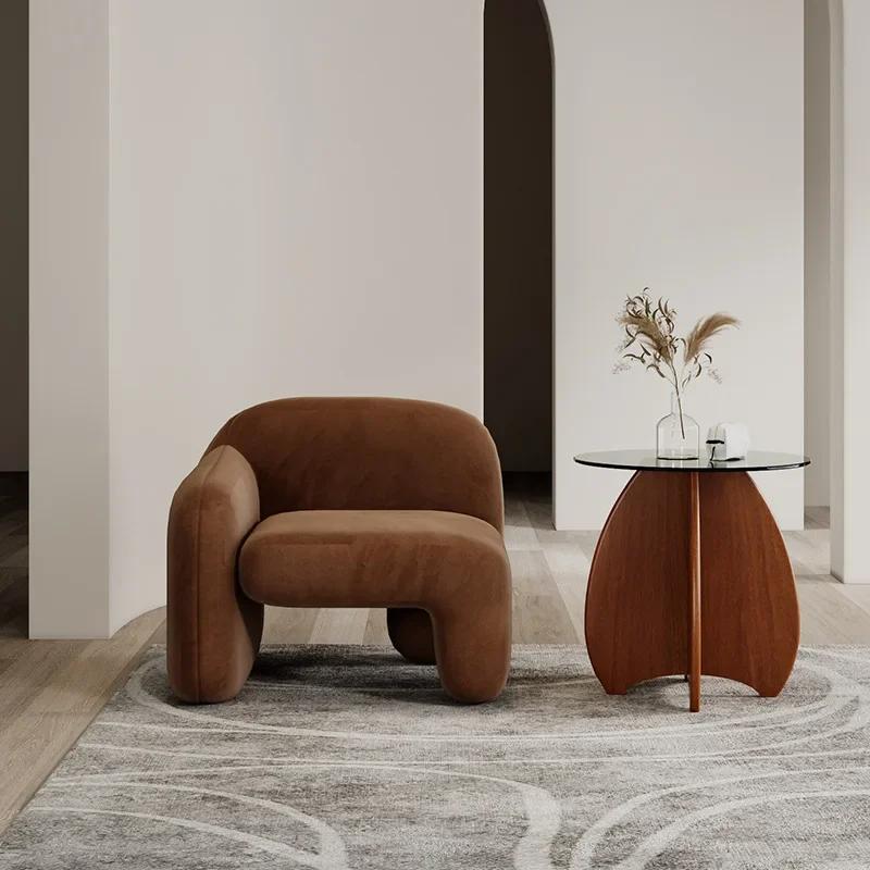 Single Light Luxury Sofa - Modern Art Design, Perfect for Living Room, Balcony & Leisure Areas, Creative Guest Chair Combination