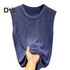 Women Vest Tops Round Neck Sleeveless Solid Color Loose Fit Ice Silk Tank Tops Breathable Versatile Vest