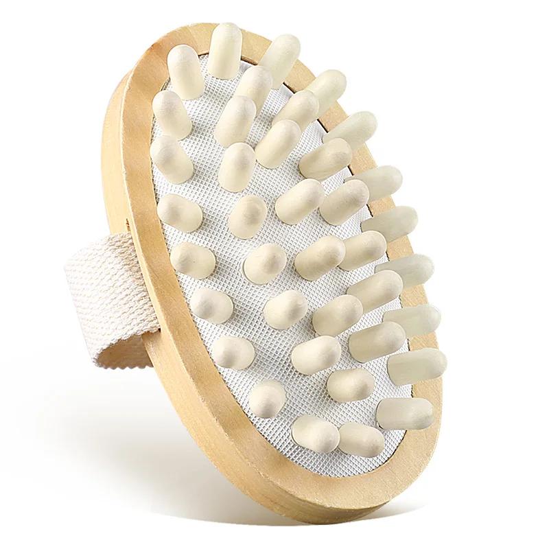 Anti Cellulite Massage Brush  Men  Women Bath Shower Full Body Wooden Rubber Particles Massager Spa Comb Beauty Slimming