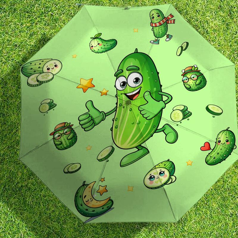 1pc Cucumber Character Pattern Umbrella Design Automatic Opening and Closing Umbrella, High-quality Travel Umbrella,  c1128001