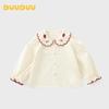DUUDUU Girls' Pure Cotton Long-Sleeve Sweet Collar Blouse