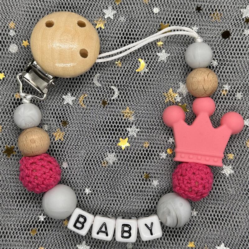 Custom Personalized Name Pacifier Clips BPA Free Silicone Silicone Baby Pacifier Clips Colorful Pacifier Chain Holder Teething