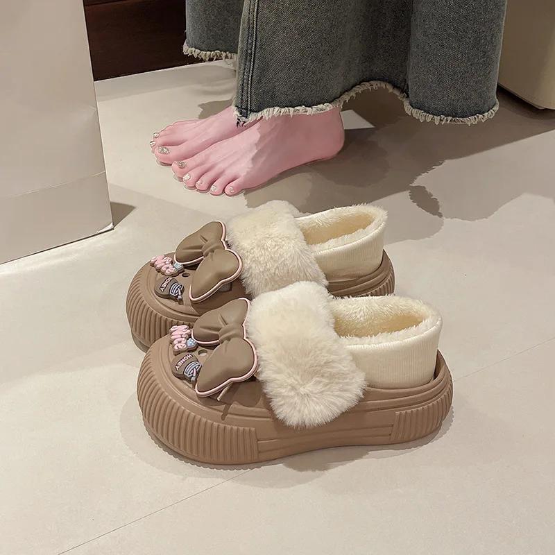 Fashion Detachable Cotton Slippers for Women's Autumn Winter 2024 New Indoor Home Warm Shoes Anti Slip Winter Cotton Slippers