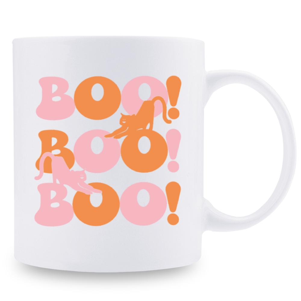 

1pc 3A grade 11 oz Cat BOO BOO water coffee mug for room decoration Halloween Birthday Christmas thanksgiving Holiday gift 301-400ml белый