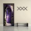 2pcs Dreamy Purple Magic Door Wall Sticker Self-adhesive Removable Fairy Tale Style Home Wall Sticker Vine Flower Pattern Art Ba
