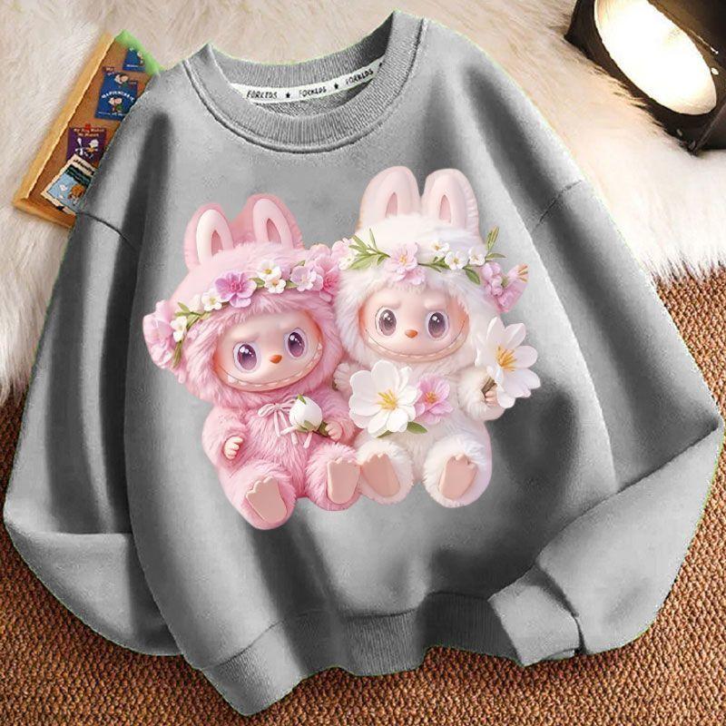 Spring and Autumn Boys' and Girls'  Fashionable Round-neck Hoodie, Children's Long-sleeved Loose Hoodie Jacket