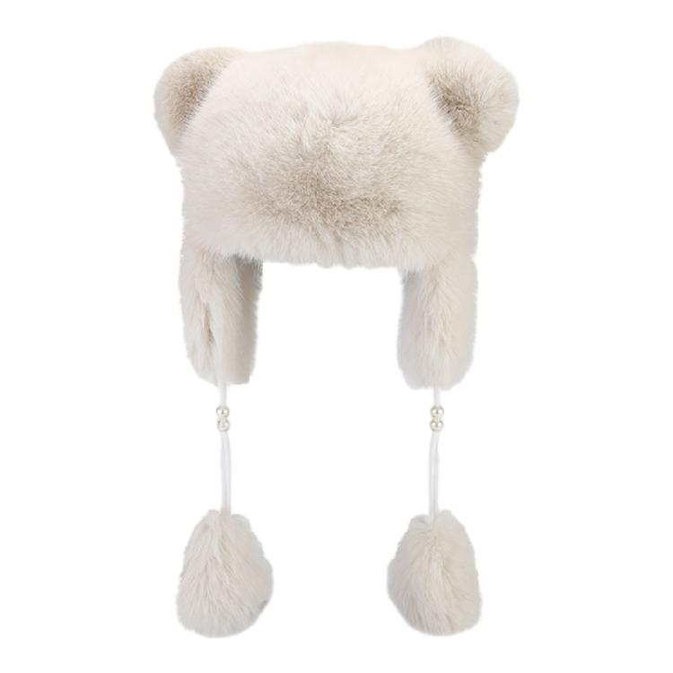 Y2k Girls Cute Bear Ear Shape Hat Windproof Hat for Teen Winter Cycling Skiing