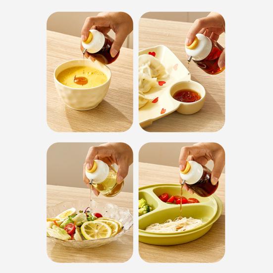 100ml Glass Seasoning Bottle Press-and-Control Cruet Container Oil Soy Sauce Vinegar Dispenser Kitchen Tool