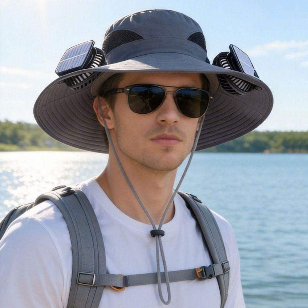 Cappello con Visiera a 3 Velocità per l'Estate, Doppia Ventola, Ampia Visiera, Comodo Cappello Ventilato Solare per Escursionismo
