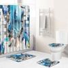 Fashion Sea World Dolphin Shower Curtain Set Bathroom Non-Slip Bath Mat Toilet Lid Cover Polyester Waterproof