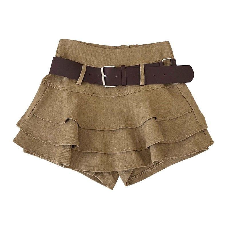 Women's Denim Mini Skirt Y2K Style Vintage Ruffled Shorts Skirt High Waist Korean Fashion Clothing