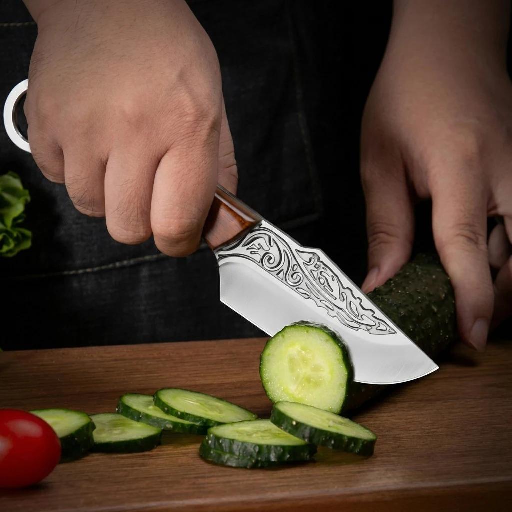 Hand Forged Boning Knife With Sheath Multi Purpose Chef Knife Perfect for Cutting Meat Chopping Vegetables Slicing Kitchen Knife