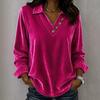 Women's Velvet Top with Button for Casual Daily Wear