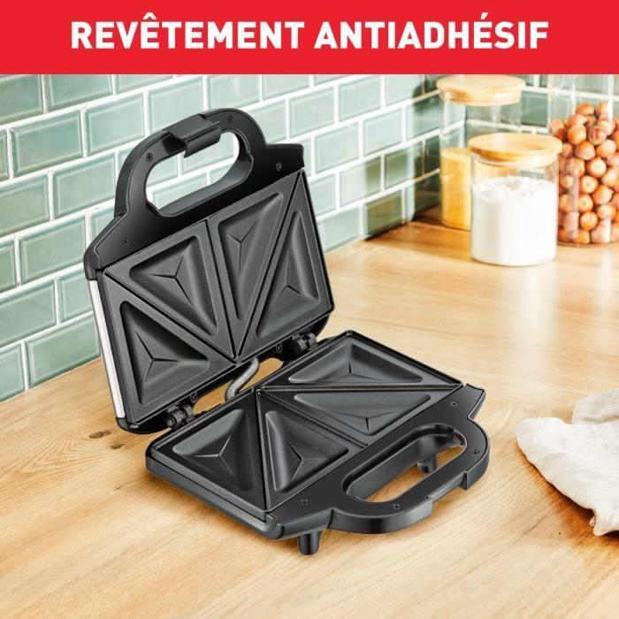 TEFAL Croque-monsieur, Revêtement Antiadhésif, Verrouillage Sécurité, Poignée Thermorésistante SM155212