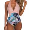 One Piece Swimsuit Women Backless Swimwear Leopard Print Swimsuit Floral Lace Up Bikini Summer 2025 Holiday Beachwear New