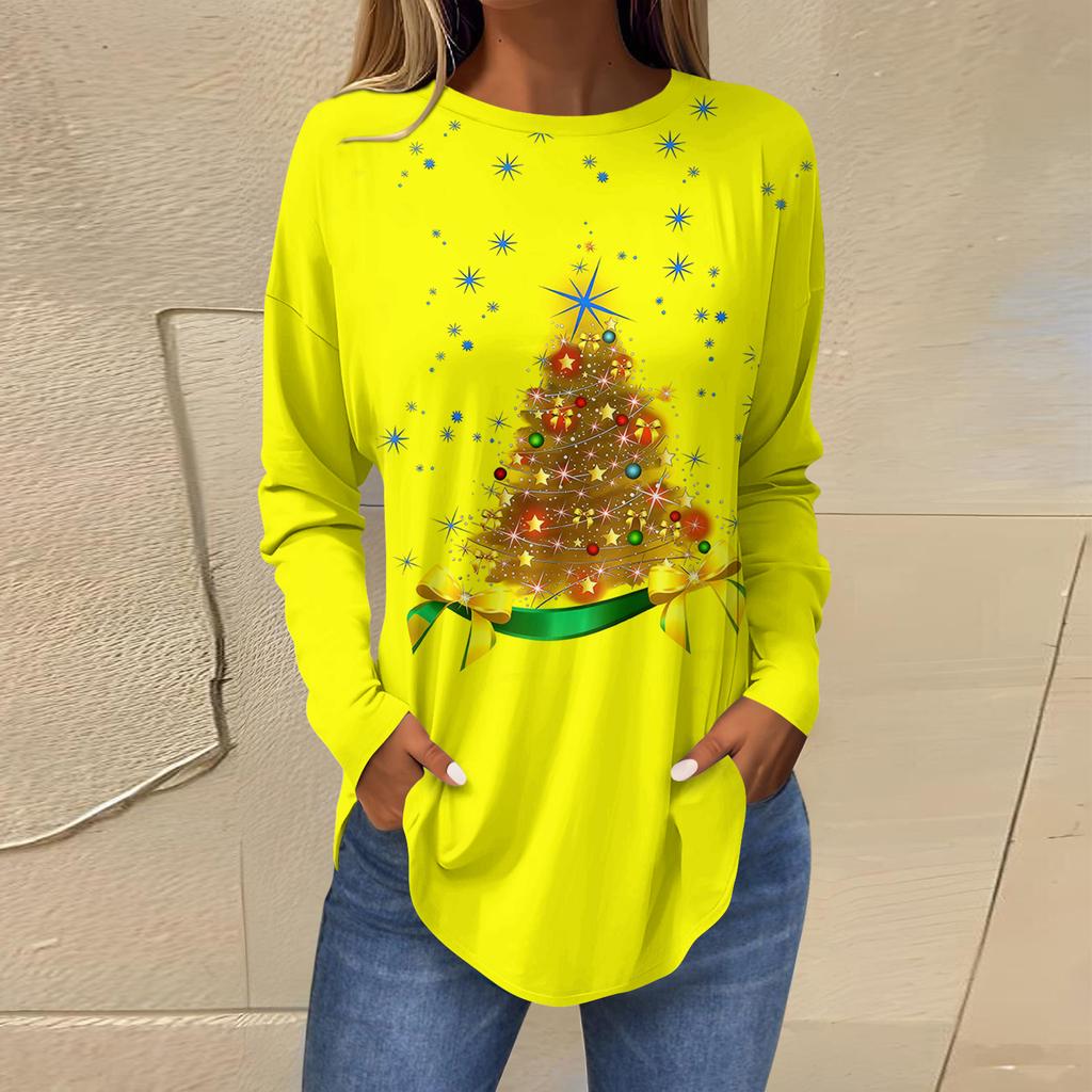 Women's Loose Comfortable Casual Fashion V-Neck Christmas Print Long Sleeve Hoodie