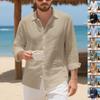 Oversized Men's Linen Relaxed-Fit Casual Long-Sleeved Button-Down Collared Shirt