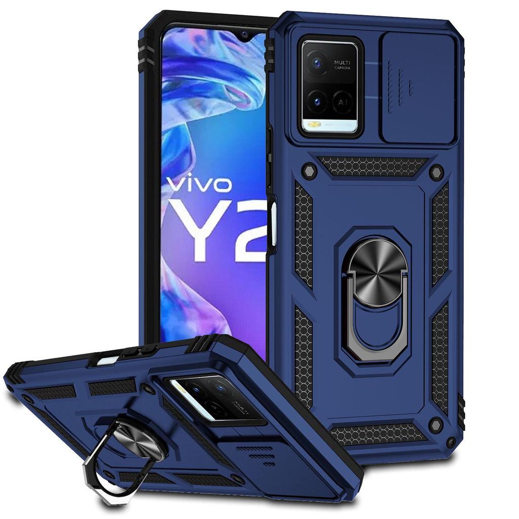VIVO Y21/Y33S/Y20 Protective Push-Window Phone Case with Stand