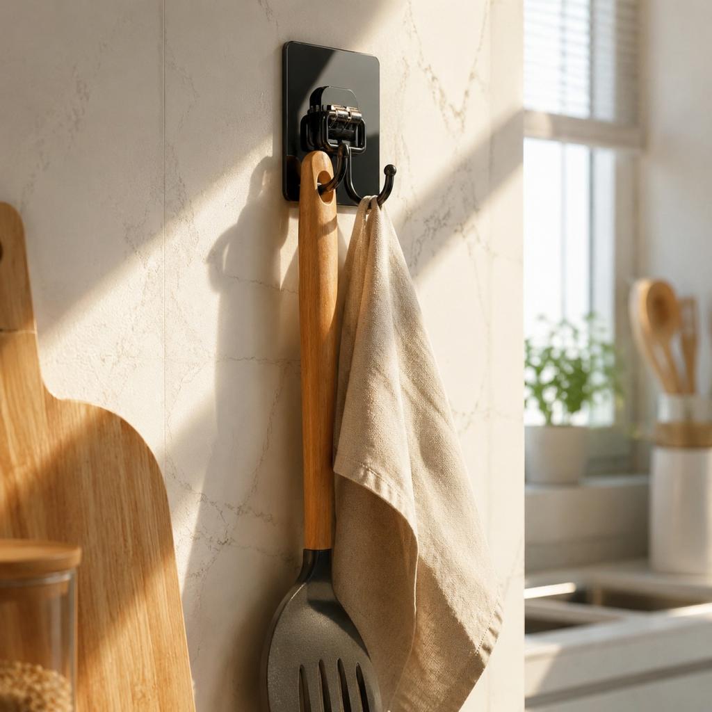 Strong Adhesive Wall Hook 7x7cm No Drilling Damage Free Hanging Hook for Bathroom Kitchen Door Back Mounting