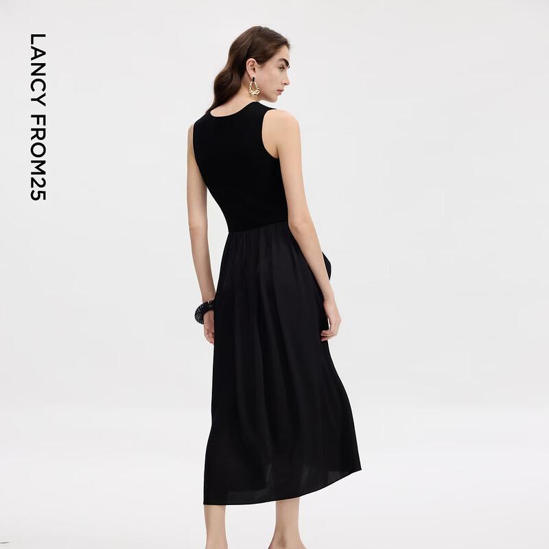 LANCY Elegant V-Neck Sleeveless A-Line Midi Dress