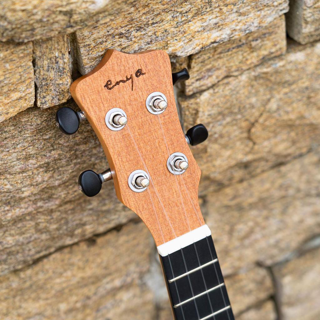 Enya Soprano Ukulele Beginner Set Solid Mahogany Includes and Strap EUS-25D (6 Pieces) - Ukulele, Case, Tuner, Strings, Picks,