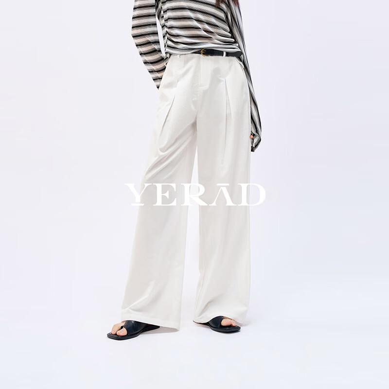 YERAD Women s Loose Fit White Pleated Wide-Leg Pants 32
