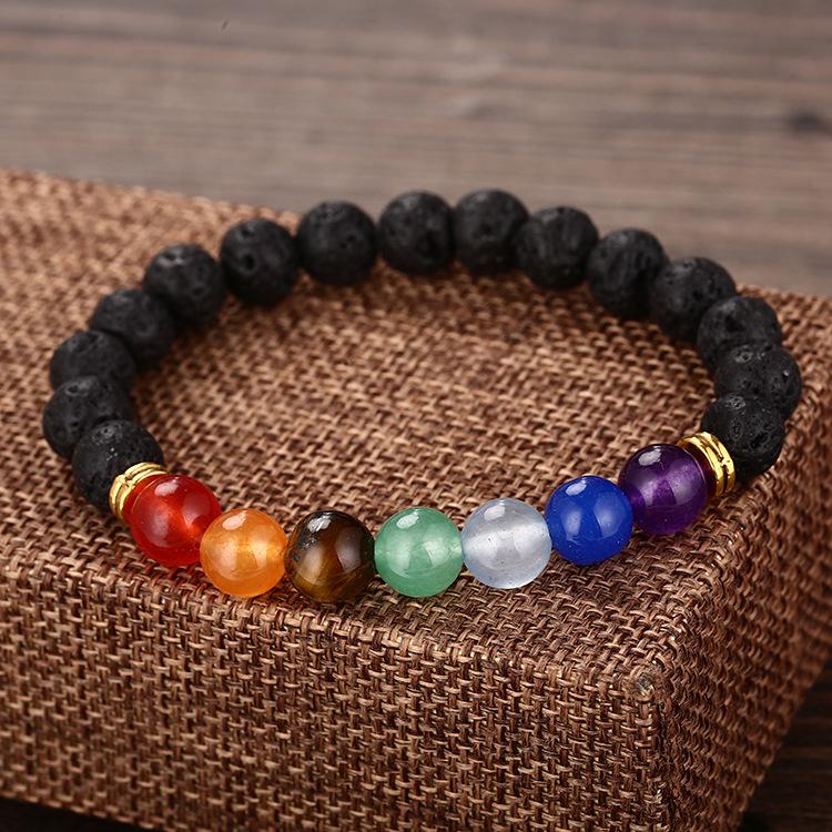 Colorful Bracelet Bracelet, Natural Agate Amethyst Volcanic Stone Bracelet.
