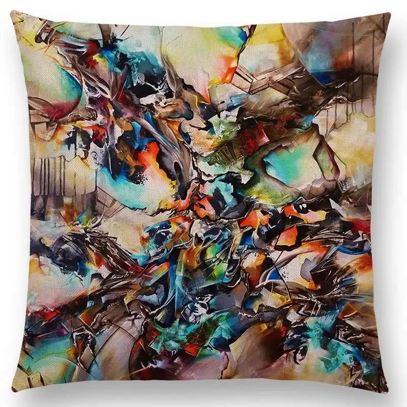 New Gorgeous Abstract Art Painting Mysterious Color Vortex Fantasy Geometry Retro Cushion Cover Car Sofa Throw Pillow Case