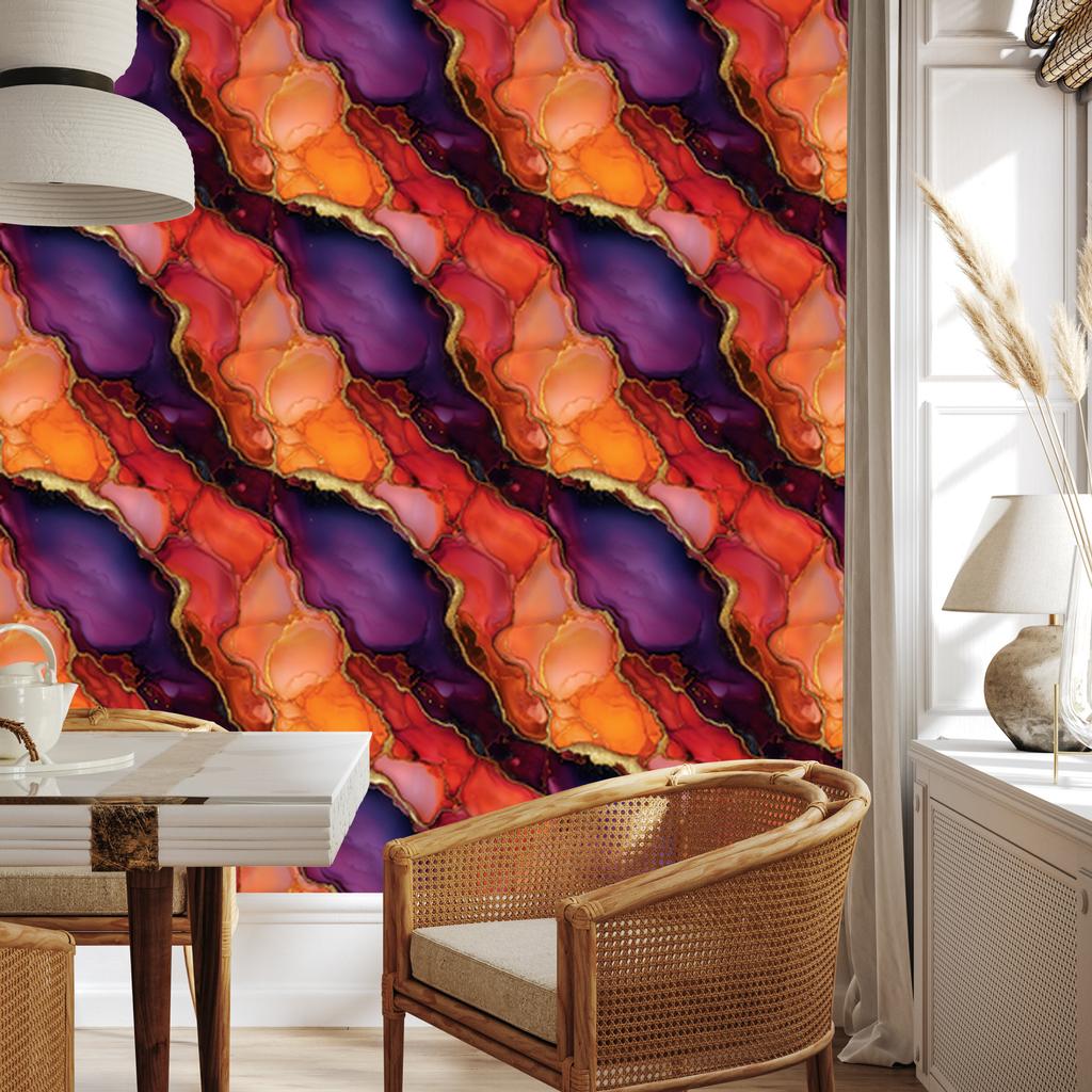 Ink Wallpaper Red, Peach and Orange 50x1000