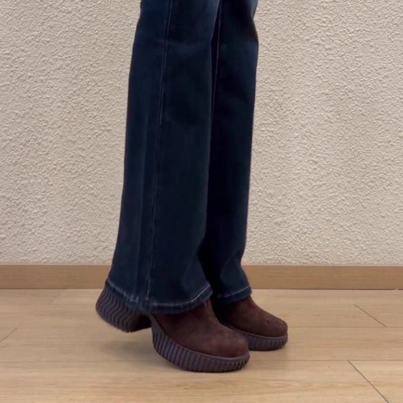 Retro Round-toe Platform Wedge Heel Women's Shoes, Heightening Shoes