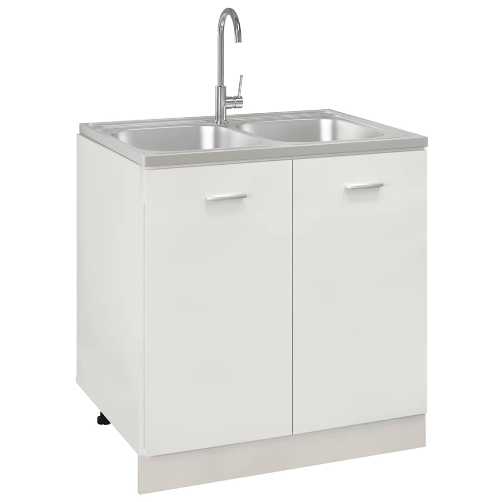 Double Kitchen Sink Silver 800x600x155 mm Stainless Steel