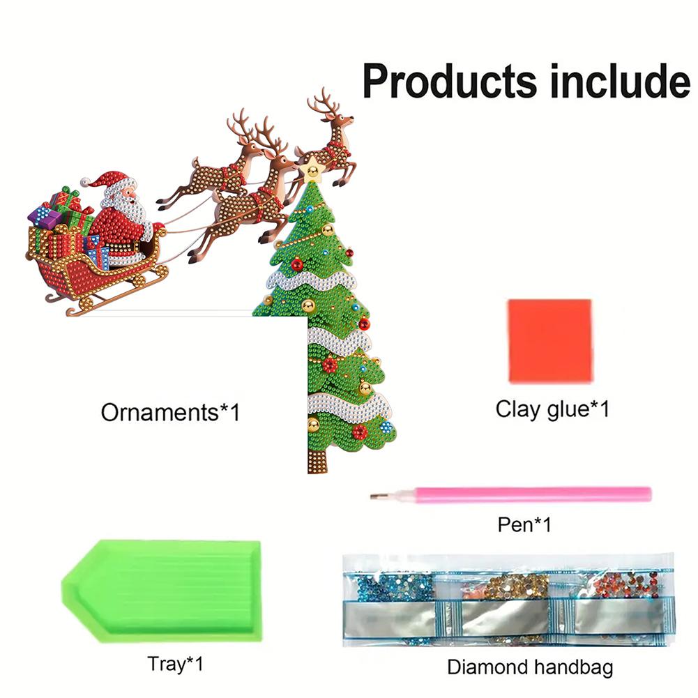 DIY Weihnachts-Diamantkunst PVC Türdekoration Teilbohrung Türrahmendekoration Tür Eckanhänger für Zuhause Weihnachtsdekoration