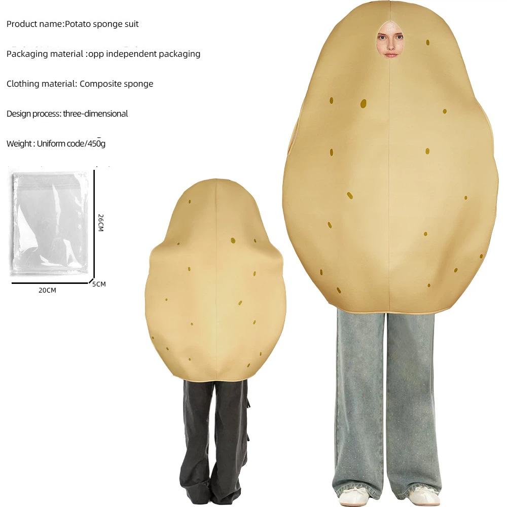 Funny Food Shape Costume Jumpsuit Sponge Novelty Outfit Halloween Carnival Fancy Dress For Party Role‑Play Stage Performance One‑Size