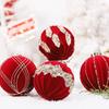 4pcs Red Green Flocking Christmas Balls Set 10cm Christmas Tree Ornaments  Children Gifts