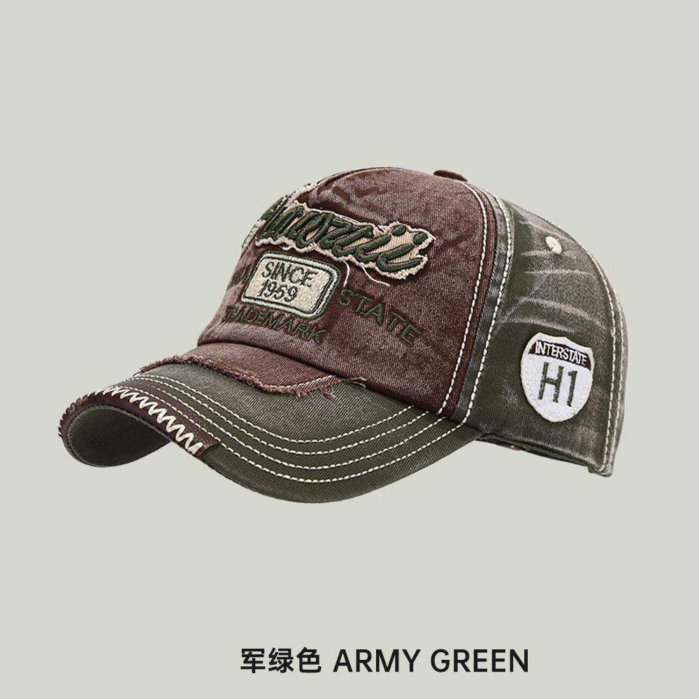 Washed and old embroidered baseball cap Men's and women's four-season cowboy hat Simple sunshade cap