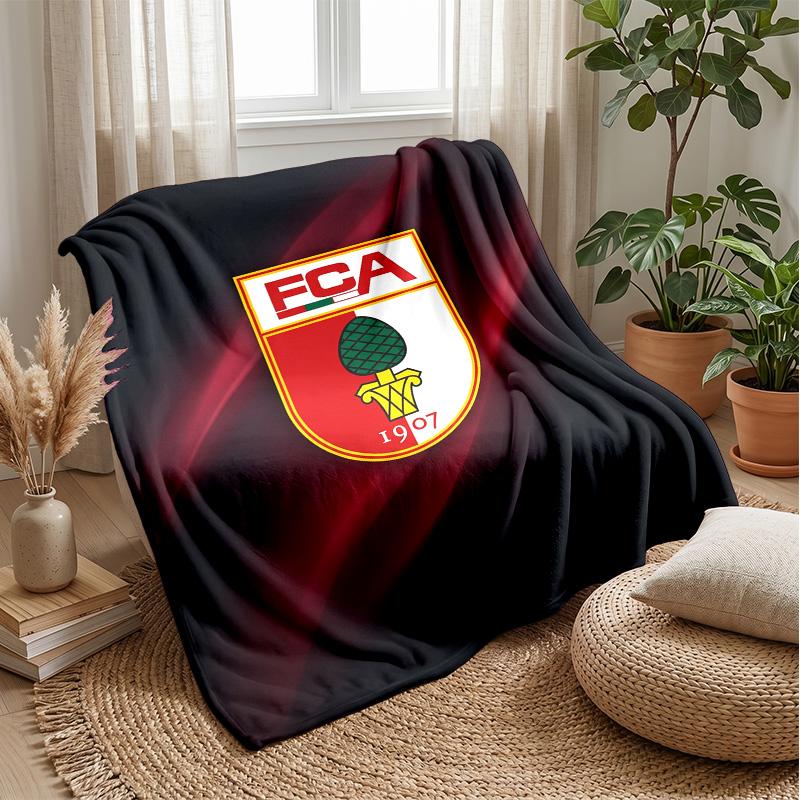 FC Augsburg FC Weiche Flanell-Fleece-Decke Leicht Gemütlich Warm Überwurfdecke für Sofa Bett Heimdekoration