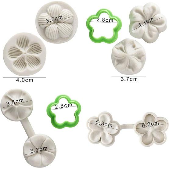 KALAIEN Cherry Blossom Silicone Fondant Cake Mold Flower Cake Design Moulds Chocolate Icing Candy Decorating Mould