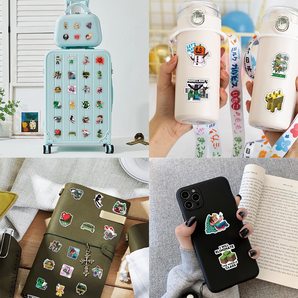 Minecraft Stickers Set Cute Anime Designs Waterproof Decals Stylish and Cute Comic Stickers for DIY Water Mobile Perfect for and - 50-Piece - - -