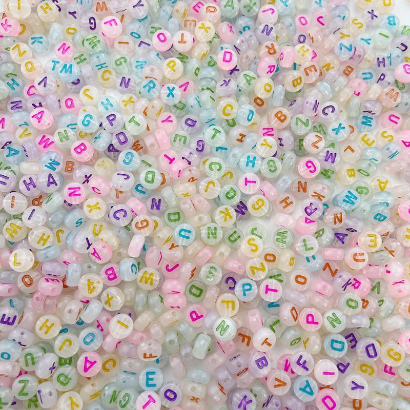 Glowing 4*7MM Colorful English Letter Beads: Acrylic Loose Beads for DIY Jewelry Accessories