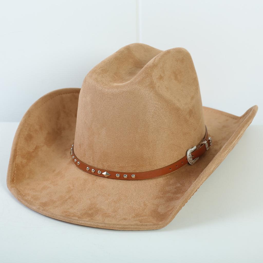 Popolare cappello western da cowboy in camoscio stile europeo e americano per uomo e donna, semplice e alla moda, a tesa larga, cappello jazz