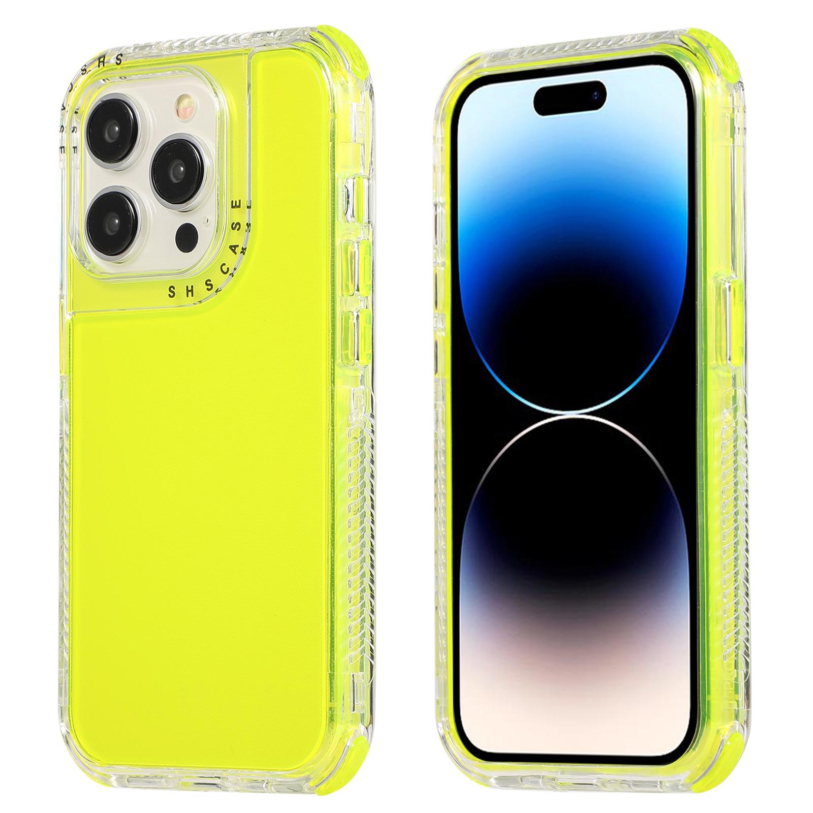 

For iPhone 16 Pro Case Corners Impact Protection PC+TPU Clear Phone Cover Yellow