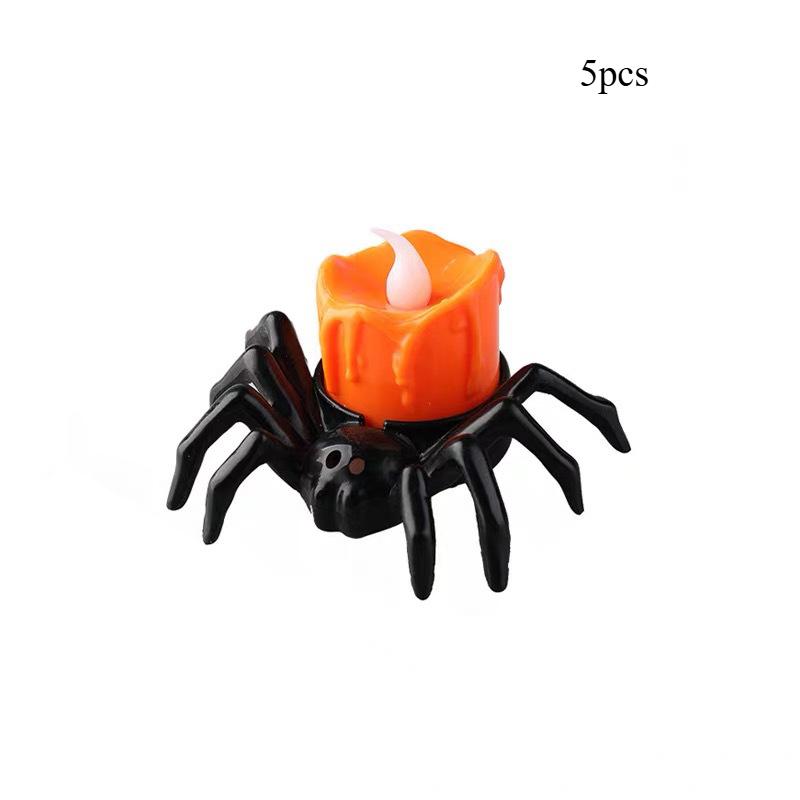 

5 чайных свечей на Хэллоуин, свечи, светодиодные свечи без пламени на батарейках, жуткие мигающие искусственные свечи для украшения вечеринки на Хэллоуин