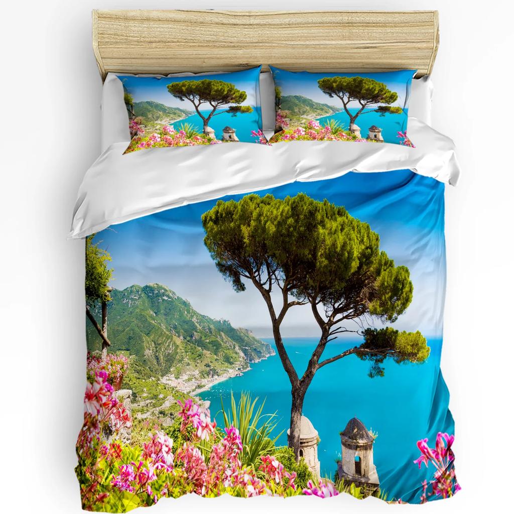 Island White Building Blue Sea Santorini Greece Bedding Set 3pcs Duvet Cover Pillowcase Quilt Cover Double Bed Set Home Textile
