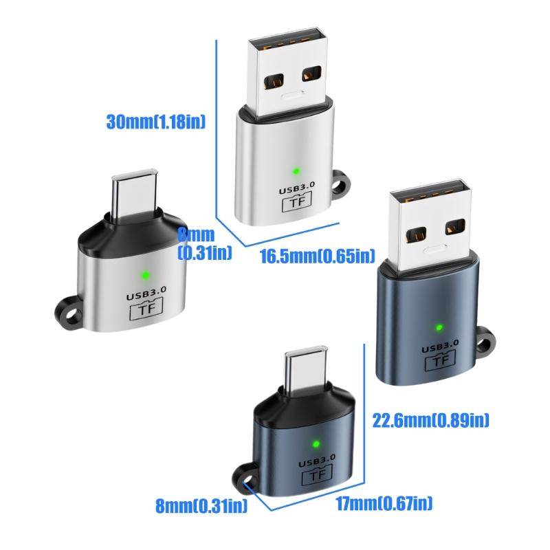 Universal Type C USB3.0 TF Card Reader With Metal Housing For Smartphones And Computers Fast Data Transfer