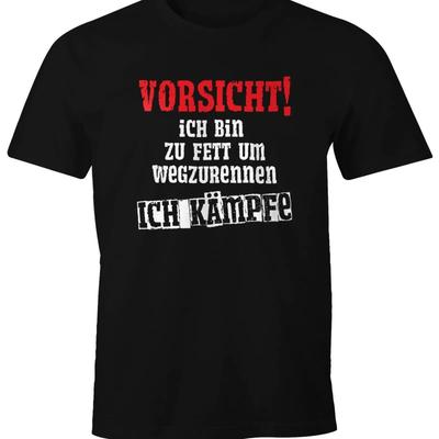 Moonworks Print T Shirt Unisexs Im Too Fat To Run Away Fighting Fun Slogan With Vintage Homme Fashion Unisex Breathable