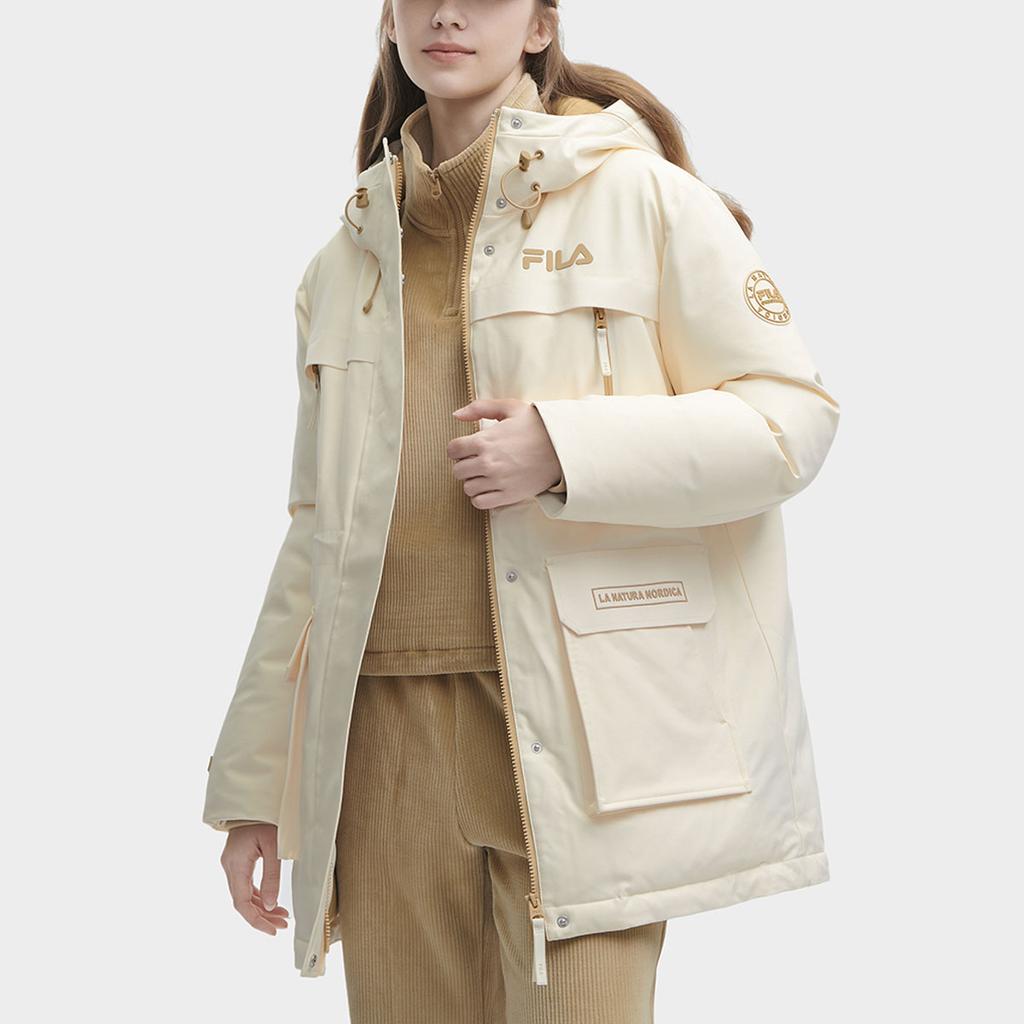 Fila Solid Color Hooded Casual Mid-Length Down Jacket Women Outerwear Light-Green F11W349904F-IV