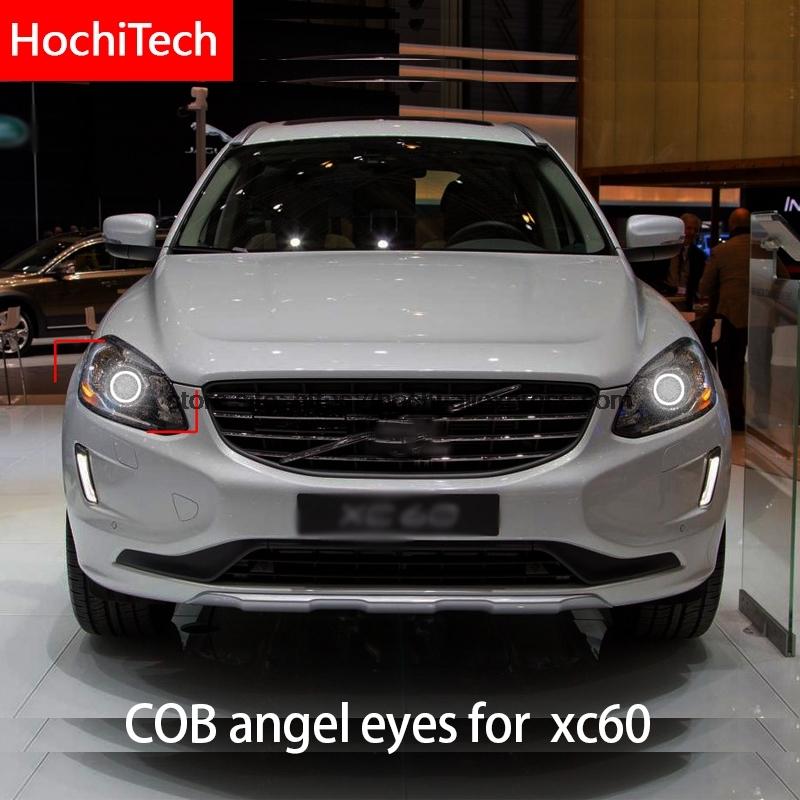 Для Volvo XC60 2014 2015 с проектором COB LED Дневные ходовые огни Белый Cob LED Кольца Ангельские глазки Без ошибок Ультра яркие white color