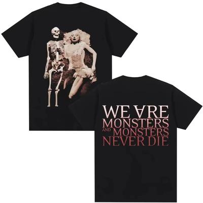 Lady Gaga La Gira The Mayhem Ball 2026 Camisetas de Verano Little Monsters Moda Gótica Punk Camiseta Hombres Mujeres Algodón Camisetas Oversize