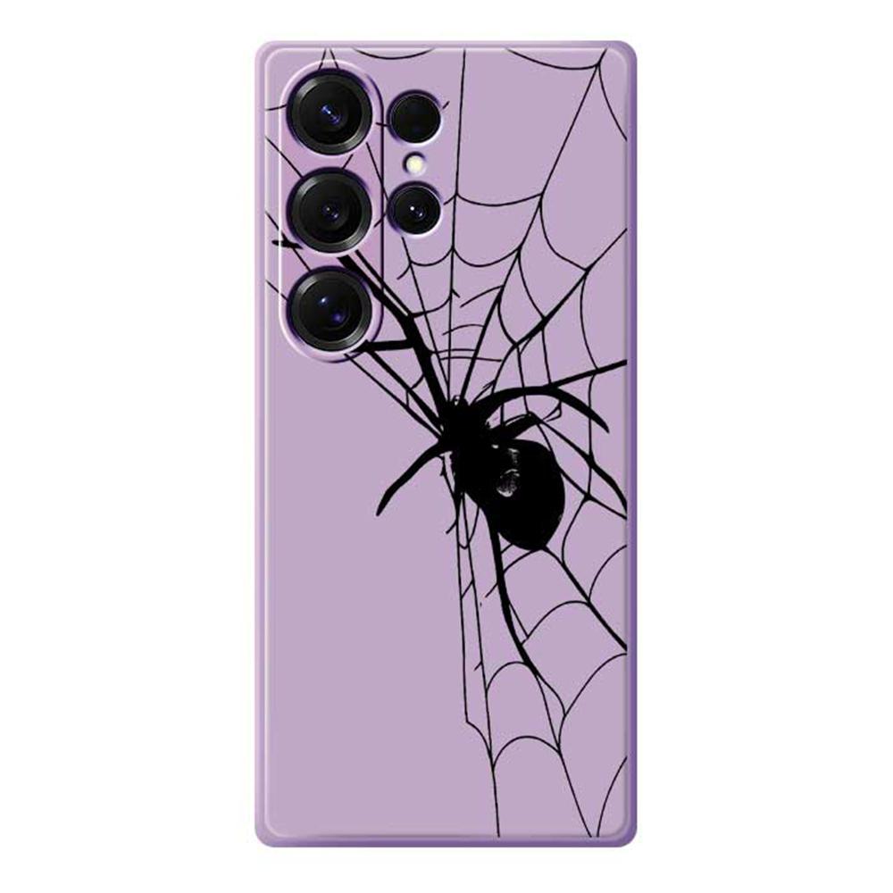 For Samsung Galaxy S25 Ultra Case Spider Pattern Printing Straight Edge TPU Phone Back Cover