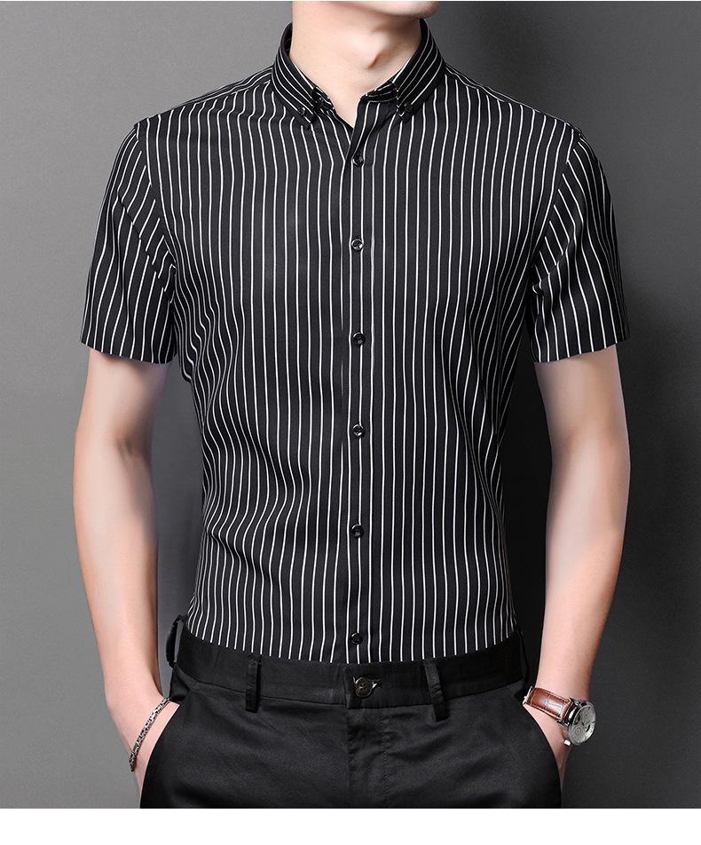 Herrskjorta i stretch för affärsbruk: Lång- eller kortärmad randig, Vår/Sommar-kollektion